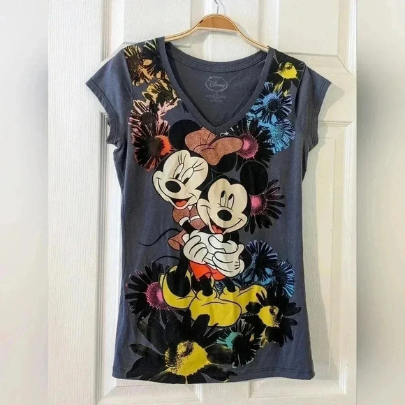 WOMEN'S TEEN Walt Disney MINNIE MOUSE MICKEY MOUSE T-shirt Large Colorful Cute - Picture 1 of 7